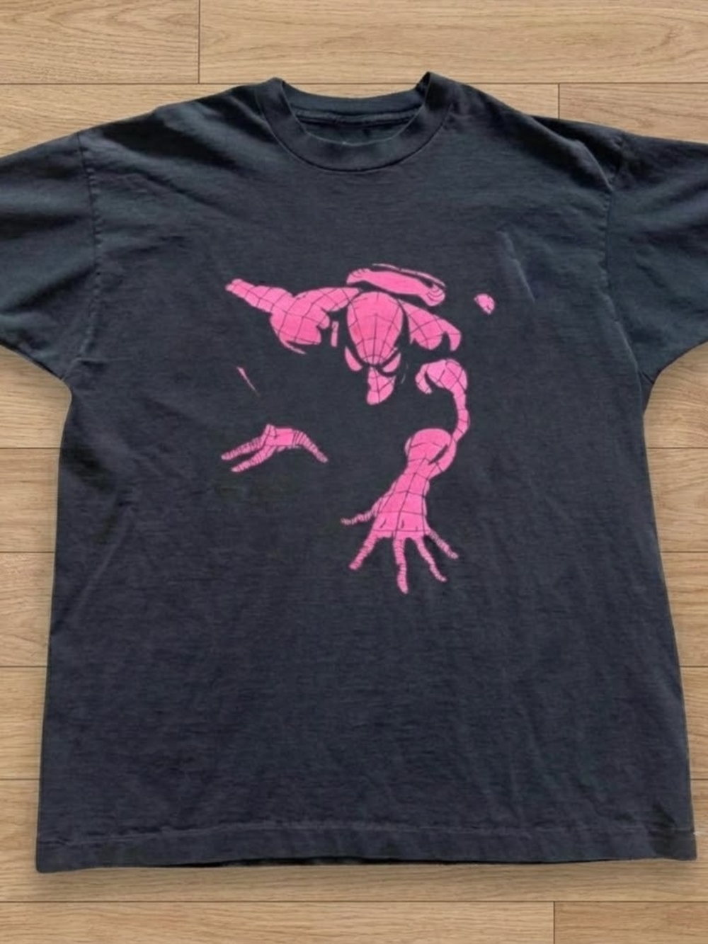 Black Tee with Pink Spider Graphic